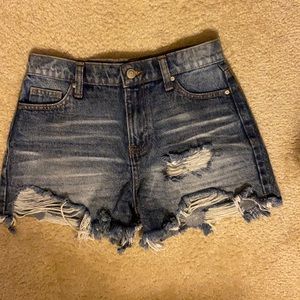 Dark Denim Distressed Jean Shorts Size 3